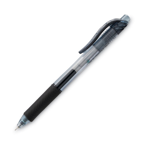 Picture of EnerGel-X Gel Pen, Retractable, Fine 0.5 mm Needle Tip, Black Ink, Clear/Black Barrel, Dozen