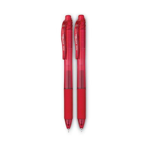 Picture of EnerGel-X Gel Pen, Retractable, Fine 0.5 mm Needle Tip, Red Ink, Translucent Red/Red Barrel, Dozen