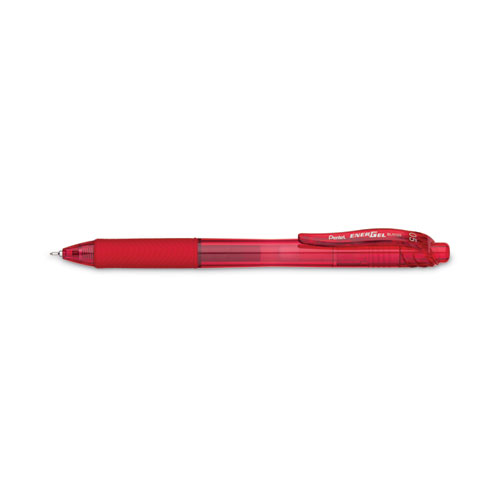 Picture of EnerGel-X Gel Pen, Retractable, Fine 0.5 mm Needle Tip, Red Ink, Translucent Red/Red Barrel, Dozen