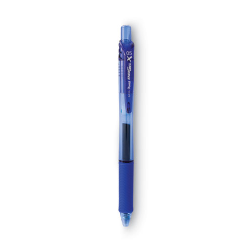 EnerGel-X+Gel+Pen%2C+Retractable%2C+Fine+0.5+mm+Needle+Tip%2C+Blue+Ink%2C+Translucent+Blue%2FBlue+Barrel%2C+Dozen