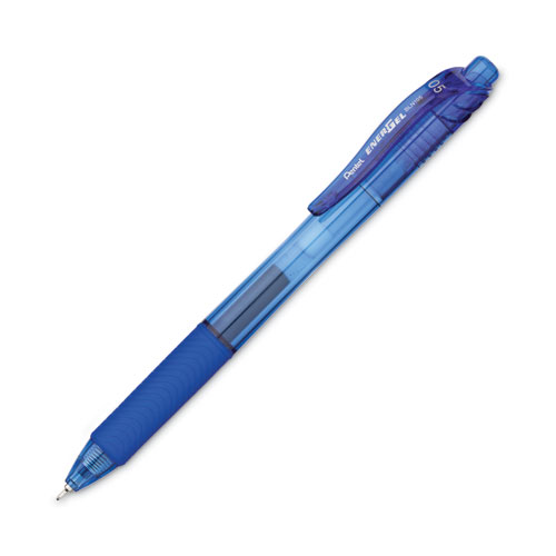 Picture of EnerGel-X Gel Pen, Retractable, Fine 0.5 mm Needle Tip, Blue Ink, Translucent Blue/Blue Barrel, Dozen