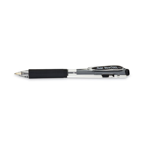 Picture of WOW! Gel Pen, Retractable, Medium 0.7 mm, Black Ink, Clear/Black Barrel, Dozen