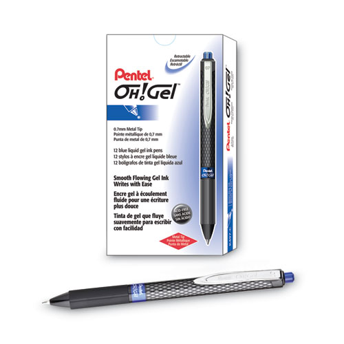 Picture of Oh! Gel Pen, Retractable, Medium 0.7 mm, Blue Ink, Black Barrel, Dozen