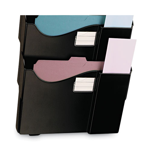 Picture of Grande Central Filing System, 4 Sections, Legal/Letter Size, Wall Mount, 16.63" x 4.75" x 27.5", Black, 4/Pack