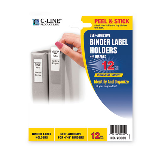 Picture of Self-Adhesive Ring Binder Label Holders, Top Load, 2.75 x 3.63, Clear, 12/Pack