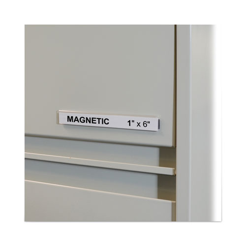 Picture of HOL-DEX Magnetic Shelf/Bin Label Holders, Side Load, 1 x 6, Clear, 10/Box