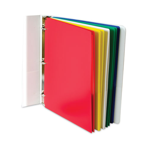 Picture of Two-Pocket Heavyweight Poly Portfolio Folder, 3-Hole Punch, 11 x 8.5, Assorted, 10/Pack