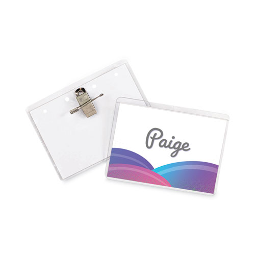 Picture of Name Badge Kits, Top Load, 4 x 3, Clear, Combo Clip/Pin, 50/Box