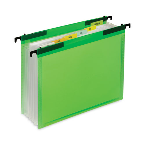 Picture of Expanding File w/ Hanging Tabs, 0.75" Expansion, 7 Sections, Letter Size, Green