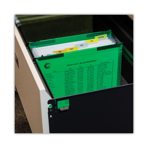 Picture of Expanding File w/ Hanging Tabs, 0.75" Expansion, 7 Sections, Letter Size, Green