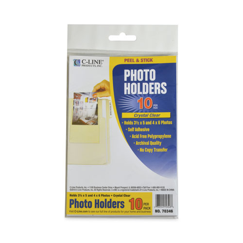 Picture of Peel and Stick Photo Holders, 4.38 x 6.5, Clear, 10/Pack