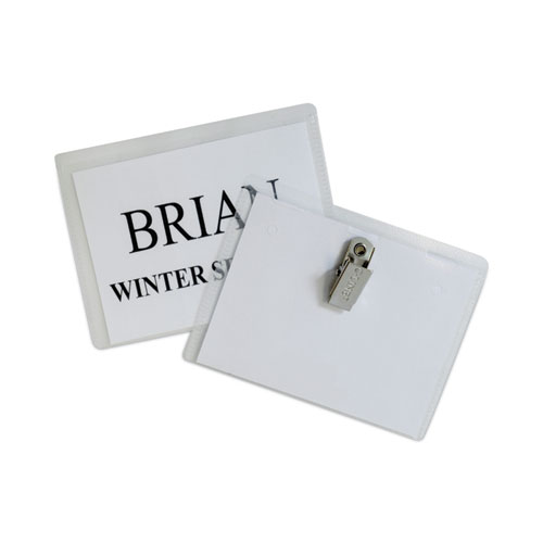 Picture of Name Badge Kits, Top Load, 4 x 3, Clear, Clip Style, 96/Box