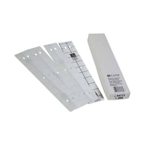 Picture of Self-Adhesive Attaching Strips, 3-Hole Punched, 1 x 11, Clear, 200/Box