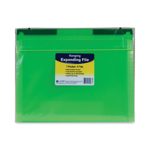 Picture of Expanding File w/ Hanging Tabs, 0.75" Expansion, 7 Sections, Letter Size, Green