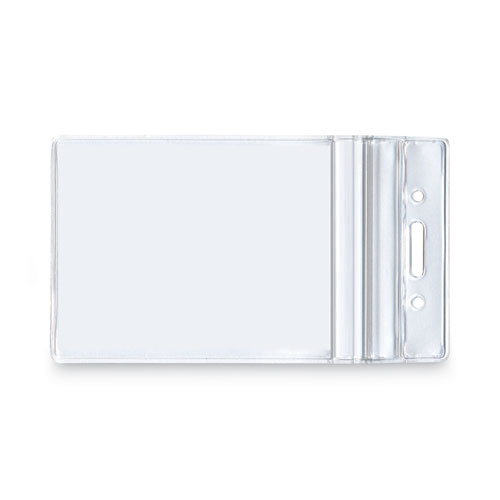 Picture of Resealable ID Badge Holders, Vertical Orientation, Transparent Frost 2.68" x 5" Holder, 2.38" x 3.75" Insert, 50/Pack