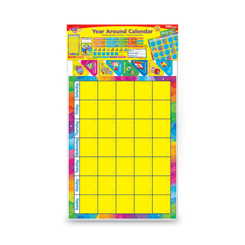 Picture of Year Around Calendar Bulletin Board Set, 12-Month Calendar, 22" x 17", Assorted Colors, 106/Set