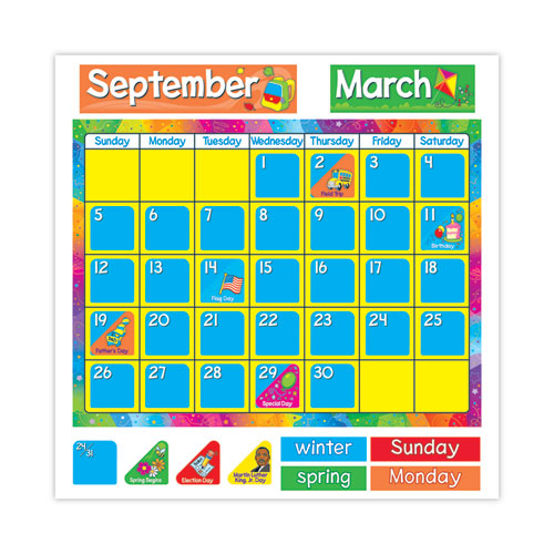 Picture of Year Around Calendar Bulletin Board Set, 12-Month Calendar, 22" x 17", Assorted Colors, 106/Set