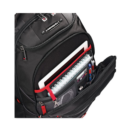 Picture of Tectonic PFT Backpack, Fits Devices Up to 17", Ballistic Nylon, 13 x 9 x 19, Black/Red