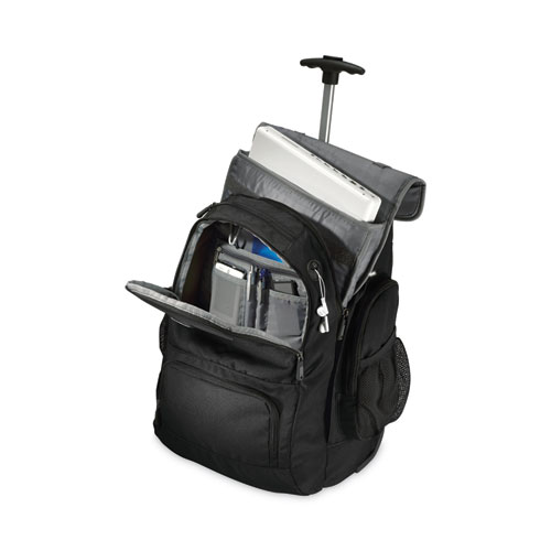 Picture of Rolling Backpack, Fits Devices Up to 15.6", Polyester, 14 x 8 x 21, Black/Charcoal