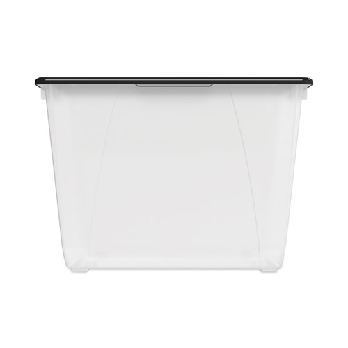 Picture of Storage Tote, 16 gal, 22.7" x 18.25" x 12.86", Clear/Black