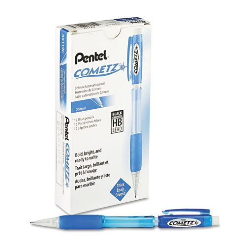 Picture of Cometz Mechanical Pencil, 0.9 mm, HB (#2), Black Lead, Blue Barrel, Dozen