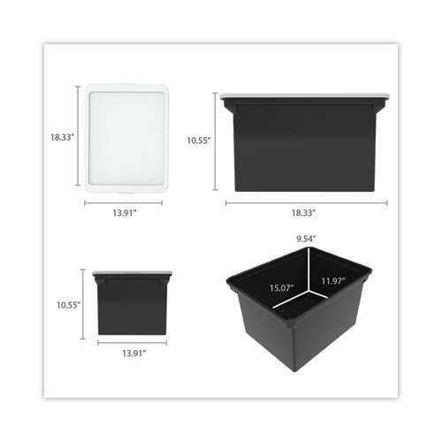 Picture of Plastic File Tote, Letter/Legal Files, 18.5" x 14.25" x 10.88", Black/Clear