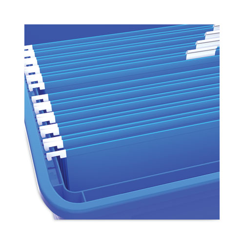 Picture of Plastic File Tote, Letter/Legal Files, 18.5" x 14.25" x 10.88", Blue/Clear