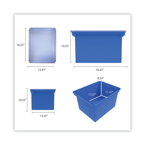 Picture of Plastic File Tote, Letter/Legal Files, 18.5" x 14.25" x 10.88", Blue/Clear