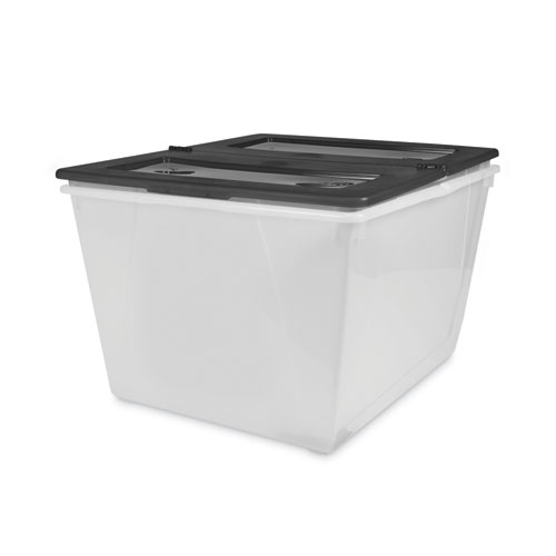 Picture of Storage Tote, 16 gal, 22.7" x 18.25" x 12.86", Clear/Black