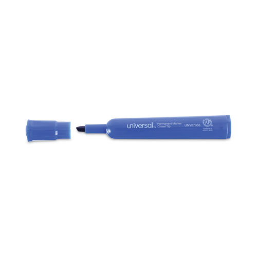 Picture of Chisel Tip Permanent Marker, Broad Chisel Tip, Blue, Dozen