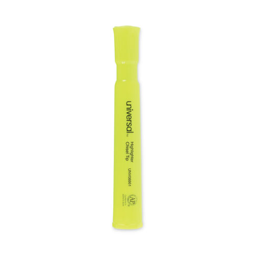 Image for Desk Highlighters, Fluorescent Yellow Ink, Chisel Tip, Yellow Barrel, Dozen