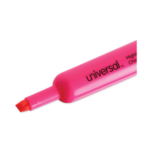 Picture of Desk Highlighters, Fluorescent Pink Ink, Chisel Tip, Pink Barrel, Dozen