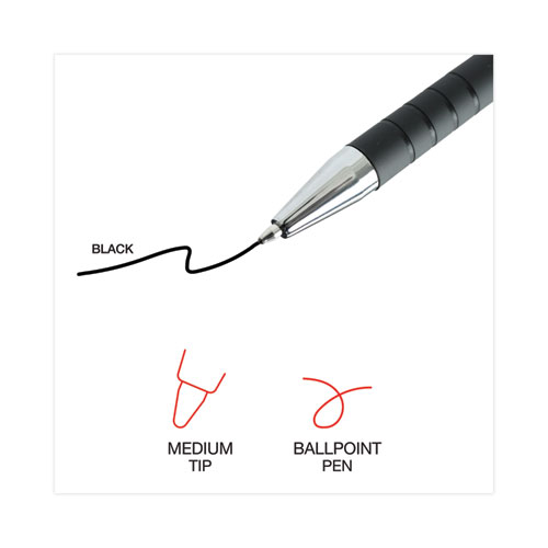 Picture of Ballpoint Pen, Retractable, Medium 1 mm, Black Ink, Black Barrel, Dozen