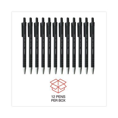 Picture of Ballpoint Pen, Retractable, Medium 1 mm, Black Ink, Black Barrel, Dozen