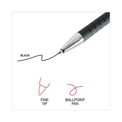 Picture of Ballpoint Pen, Retractable, Fine 0.7 mm, Black Ink, Black Barrel, Dozen