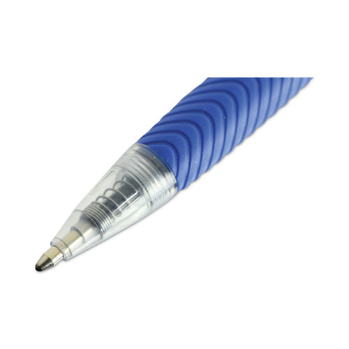 Picture of Comfort Grip Ballpoint Pen, Retractable, Medium 1 mm, Blue Ink, Clear/Blue Barrel, Dozen