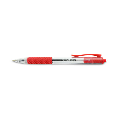 Picture of Comfort Grip Ballpoint Pen, Retractable, Medium 1 mm, Red Ink, Clear/Red Barrel, Dozen