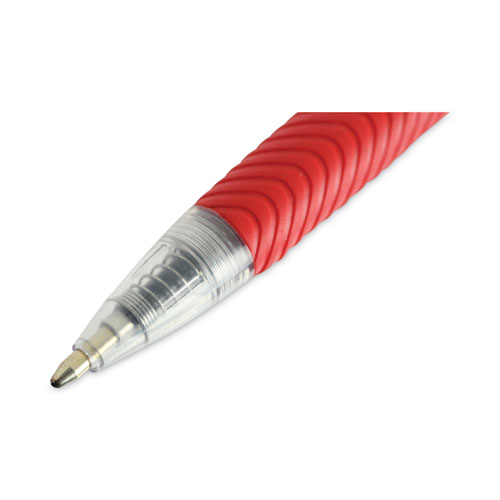 Picture of Comfort Grip Ballpoint Pen, Retractable, Medium 1 mm, Red Ink, Clear/Red Barrel, Dozen