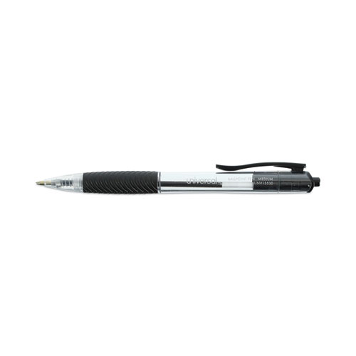 Picture of Comfort Grip Ballpoint Pen, Retractable, Medium 1 mm, Black Ink, Clear/Black Barrel, 48/Pack