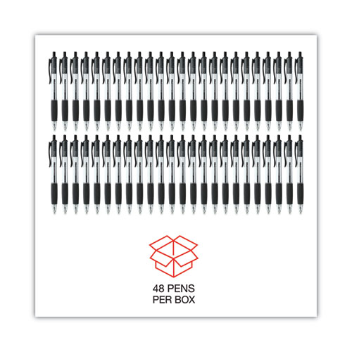 Picture of Comfort Grip Ballpoint Pen, Retractable, Medium 1 mm, Black Ink, Clear/Black Barrel, 48/Pack