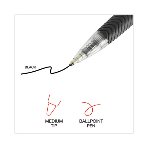 Picture of Comfort Grip Ballpoint Pen, Retractable, Medium 1 mm, Black Ink, Clear/Black Barrel, 48/Pack