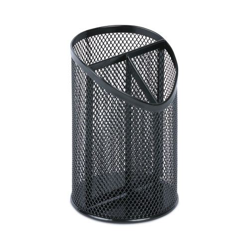Picture of Metal Mesh 3-Compartment Pencil Cup, 4.13" Diameter x 6"h, Black