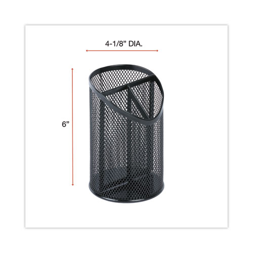 Picture of Metal Mesh 3-Compartment Pencil Cup, 4.13" Diameter x 6"h, Black