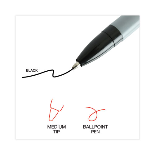 Picture of Ballpoint Pen, Stick, Medium 1 mm, Black Ink, Gray/Black Barrel, Dozen