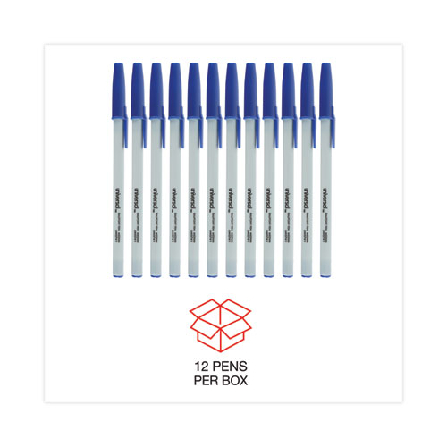 Picture of Ballpoint Pen, Stick, Medium 1 mm, Blue Ink, Gray/Blue Barrel, Dozen