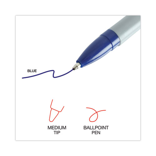 Picture of Ballpoint Pen, Stick, Medium 1 mm, Blue Ink, Gray/Blue Barrel, Dozen