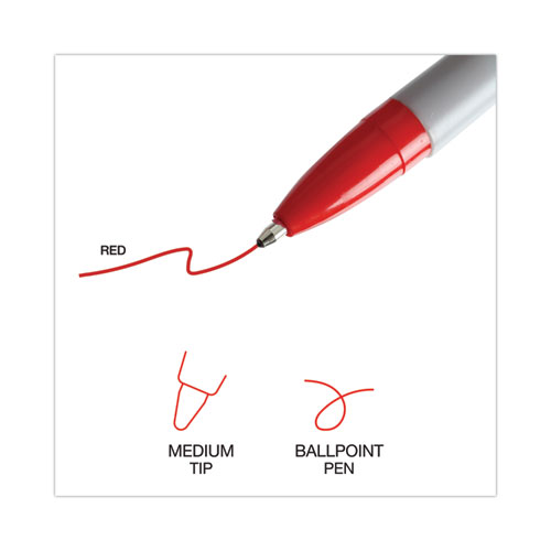 Picture of Ballpoint Pen, Stick, Medium 1 mm, Red Ink, Gray/Red Barrel, Dozen