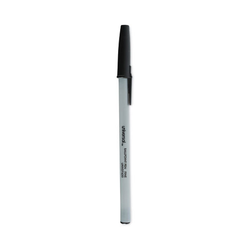 Ballpoint+Pen%2C+Stick%2C+Fine+0.7+mm%2C+Black+Ink%2C+Gray%2FBlack+Barrel%2C+Dozen