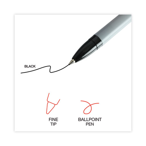 Picture of Ballpoint Pen, Stick, Fine 0.7 mm, Black Ink, Gray/Black Barrel, Dozen