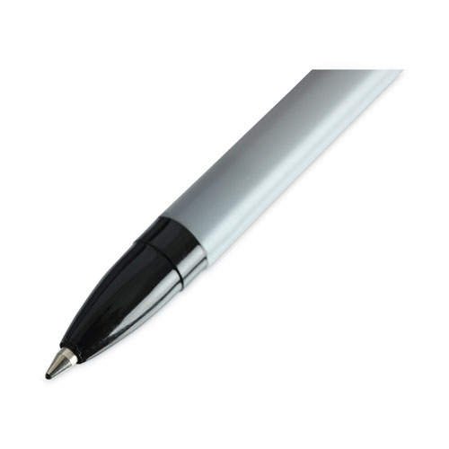 Picture of Ballpoint Pen, Stick, Fine 0.7 mm, Black Ink, Gray/Black Barrel, Dozen